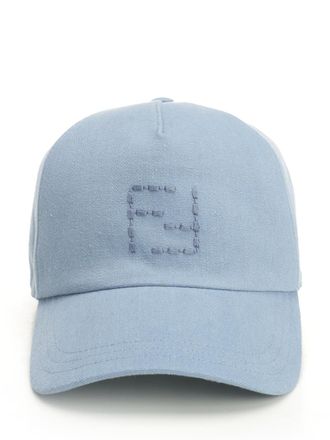 Fendi Canvas Baseball Cap Cappelli Light Blue-Uomo