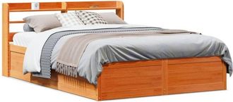 vidaXL Estructura Cama Con Cabecero Madera Pino Marr&oacute;n Cera 120x190 Cm Vidaxl