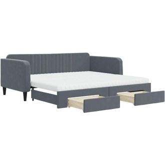 vidaXL Vidaxl - Sof&aacute; Cama Nido Con Cajones Terciopelo Gris Oscuro 100x200 Cm
