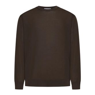 D4.0 Round-neck Knitwear, male, Brown, Size: 2XL Ribbed Crew-neck Sweater