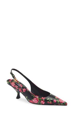 Dolce & Gabbana Lollo Rose Print Kitten Heel Slingback Pump in Mazzolini Rose F.ner at Nordstrom, Size 10.5Us
