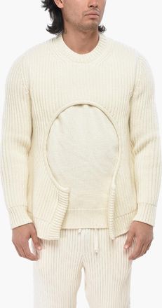 Off-white Pullover in Misto Cotone METEOR con Dettaglio in Doppio Tessuto Off-White