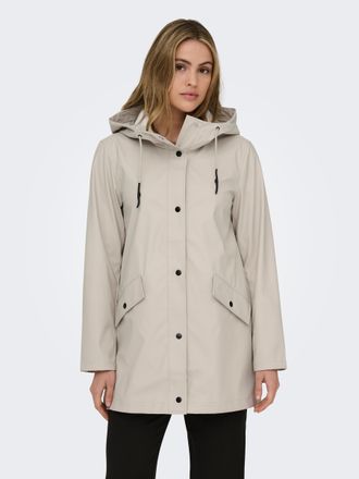 Only Kurzmantel ONLY ONLELISA RAINCOAT OTW NOOS, Damen, Gr. XL, beige (silber lining), Web, Obermaterial: 100% Polyester, unifarben, M&auml;ntel Kurzmantel