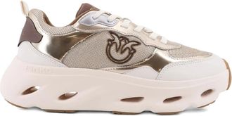 Pinko logo-appliqu&eacute; sneakers - women - Calf Leather/Fabric/Fabric/Rubber - 36 - Neutrals
