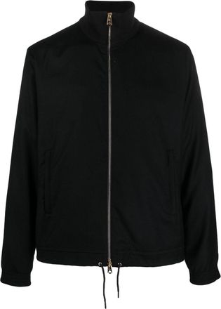 Paul Smith ribbed-collar jersey-texture bomber jacket - men - Wool/Cupro/Cashmere/Cotton - M - Black
