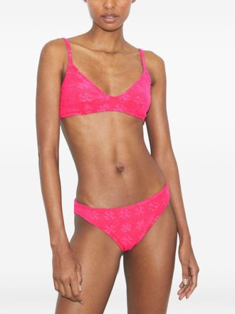 Tory Burch Logo-Jacquard Terry Bikini Top - Pink