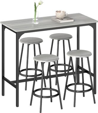 OEM Set Da Bar Da 5 Pezzi In Mdf Per Cucina, Grigio, 110x50x89,5 Cm