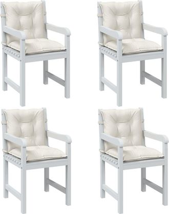vidaXL Cojines Silla Respaldo Bajo 4 Ud Tela Crema Melange 100x50x7 Cm Vidaxl