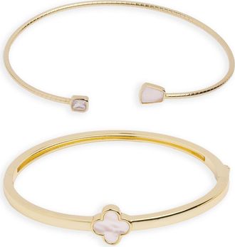 Argento Vivo Mother-of-Pearl Set of 2 Bracelets in Gold at Nordstrom