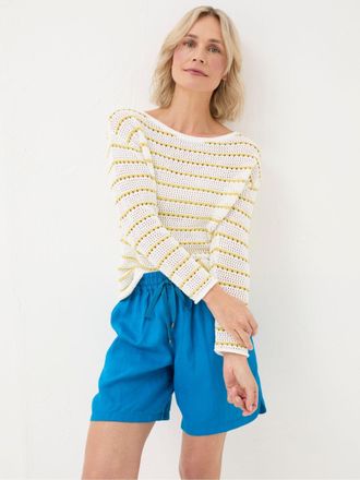 Fat Face FatFace Kalani Yellow Crochet Stripe Jumper