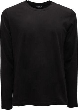 Dondup Us 343 T-shirt met ronde hals - Heren - Longsleeves - Zwart - S - Katoen - Tops