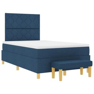 vidaXL Cama Tipo Box Spring Con Colch&oacute;n Azul 120 X 190 Cm Tela Vidaxl