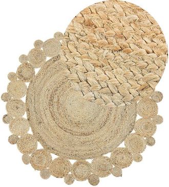 Beliani Rug GOLGEN Beige &oslash; 120 cm Jute