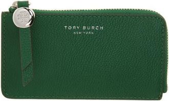 Tory Burch Romy Leather Zip Card Case in Dark Kale at Nordstrom