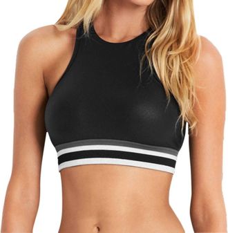 Seafolly High Neck Low Impact Sports Bra In Black