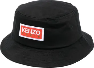Kenzo embroidered-logo bucket hat - men - Cotton/Cotton - M - Black
