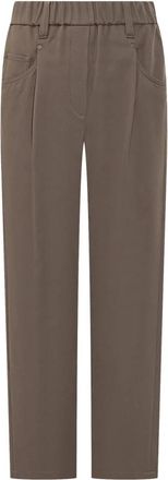 Brunello Cucinelli Baggy Broeken - Dames - Straight fit broeken - Bruin - XL - Katoen - Broeken