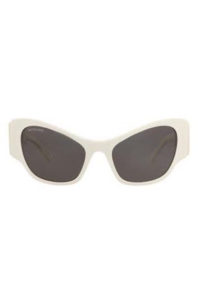 Balenciaga 56mm Cat Eye Sunglasses in White White Grey at Nordstrom Rack