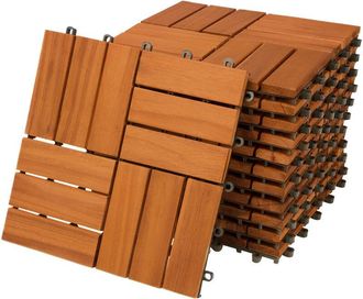 Deuba Set De 11 Baldosas Con Un Dise&ntilde;o mosaico De Madera De Acacia - 30 X 30 Cm