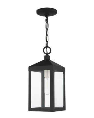 Livex Lighting 1-Light Black With Brushed Nickel Cluster Outdoor Pendant Lantern