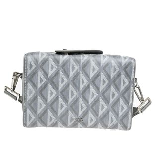 Dior Lingot Messenger Cd Diamond Coated Canvas Gray Canvas Handbag (Pre-Owned)