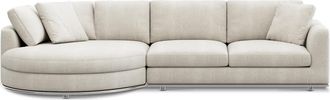 Castlery Hamilton Round Chaise Sectional Sofa Left Facing Customized, Performance Linen Weave Sand, Spill Resistant, Removable Covers for Sofas, Castlery