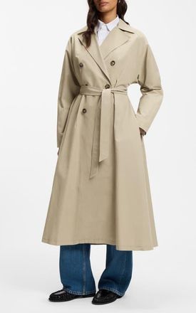 BOSS Calili Belted Water Repellent Cotton Blend Trench Coat at Nordstrom, Size 10
