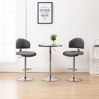 vidaXL Vidaxl - Taburetes De Cocina 2 Unidades Cuero Sint&eacute;tico Gris
