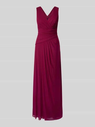 Vera Mont Abendkleid mit V-Ausschnitt in Bordeaux, Gr&ouml;&szlig;e 46