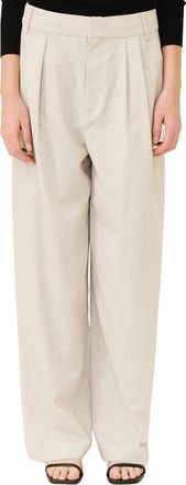 Tibi Tropical Wool Stella Pants In Oatmeal