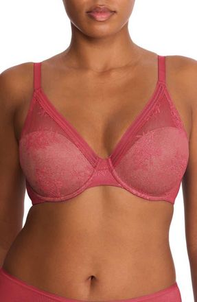 Natori Love Lace Back Smoothing Plunge T-Shirt Bra in Vintage Cherry/buff at Nordstrom, Size 38Ddd