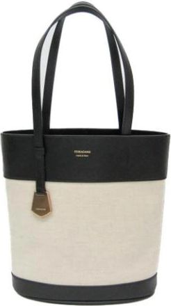 Ferragamo Pre-owned Canvas shoulder-bags - Dames - Vintage Shopper - Wit - ONE Size - Leer - Vintage