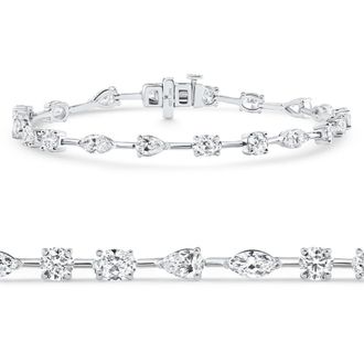 Pompeii3 5Ct Mixed Cut Diamond Tennis Bracelet 7 14k White Gold Lab Grown Size: 7