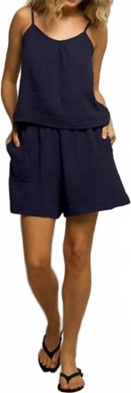 perfectwhitetee Lucca Double Gauze Pull On Short In Blue