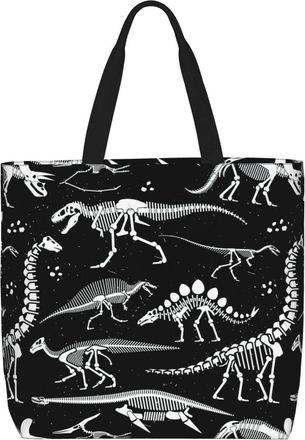 Generic Women Handbag Black And White Dinosaur Skeleton Pattern Handbag Large Capacity Girls Shopping Bags, For Gym, Work, School, Wedding, Holiday