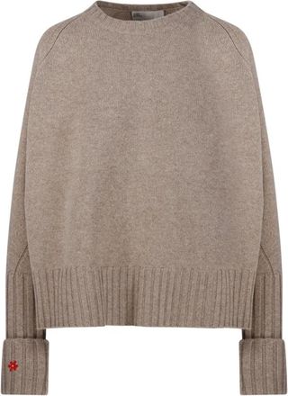Tory Burch Merino Wollen Trui - Dames - Ronde hals truien - Beige - S - Wol - Truien & Vesten