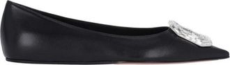 Amina Muaddi Camelia Ballerinas In Black Hammered Leather