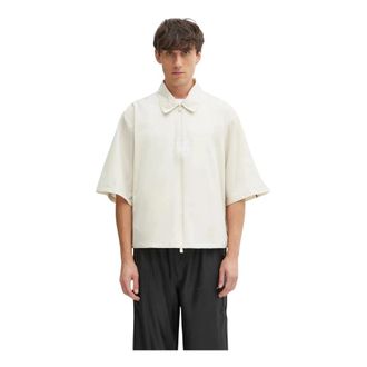Rains Overshirt met Korte Mouwen en Kraag - Heren - Korte mouwen Overhemden - Beige - S - Polyester - Overhemden