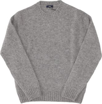 Herno Alpaca-Wol Trui met Ronde Hals - Heren - Ronde hals truien - Grijs - 3XL - Wol - Truien & Vesten