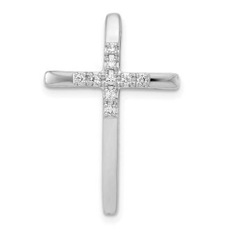 Diamond2Deal 14k White Gold 1/10 carat Diamond Cross Chain Slide
