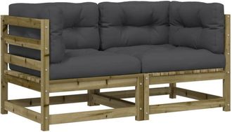 vidaXL Garden Sofas Corner with Cushions 2 pcs Impregnated Wood Pine vidaXL