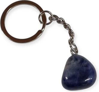 Generic Sodalite Keyring, A Stone of Insight, Tumbled Semi-Precious Gemstone Key Chain, Healing Crystal (Sodalite)