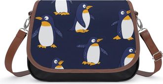 Generic Cute Penguin Pattern Leather Crossbody Bags for Women Messenger Handbag Purse Shoulder Bag