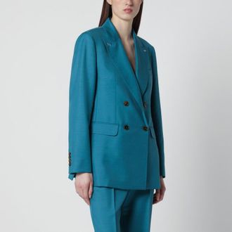 Max Mara Turquoise wool-blend double-breasted jacket