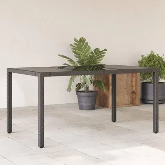 vidaXL Mesa De Jard&iacute;n Superficie De Vidrio Rat&aacute;n Pe Negro 150x90x75 Cm Vidaxl
