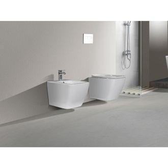 Nala Nala - Conjunto De Sanitarios Suspendidos Rimless Sin Borde L&iacute;nea Cuadrada Dimensiones Reducidas Tapa De Inodoro De Cierre Suave