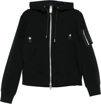 sacai zip-up bomber jacket - Black
