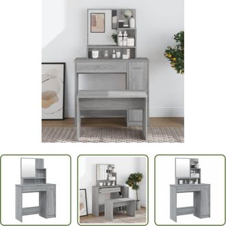 vidaXL Specchio vanit&agrave; - Toeletta con Specchio Grigio Sonoma 86,5x35x136 cm