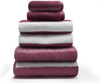 TJ Hughes Royal Stripe Towels - Dark Pink - Sheet - TJ Hughes