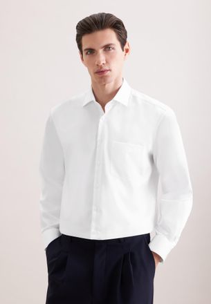 Seidensticker Businesshemd SEIDENSTICKER Schwarze Rose, Herren, Gr. XXL (46), normale &Auml;rmell&auml;ngen, weiss (wei&szlig;), 100% Baumwolle, unifarben, regular fit, 2-Knopf-Man